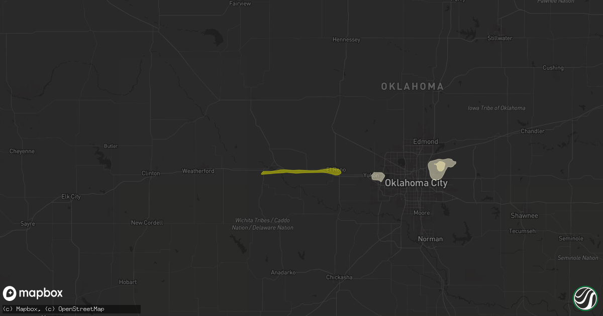 Hail map in Calumet, OK on May 22, 2024