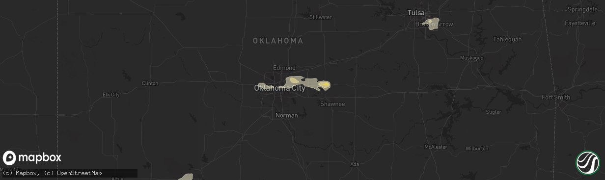 Hail map in Choctaw, OK on May 22, 2024