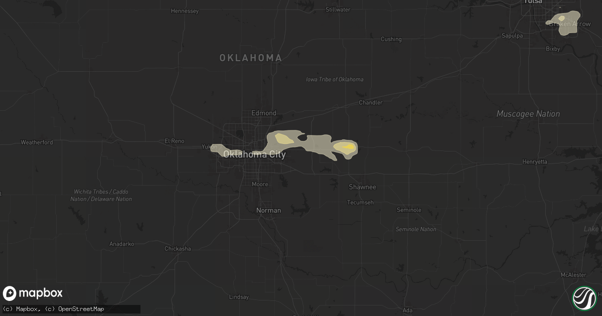 Hail map in Choctaw, OK on May 22, 2024