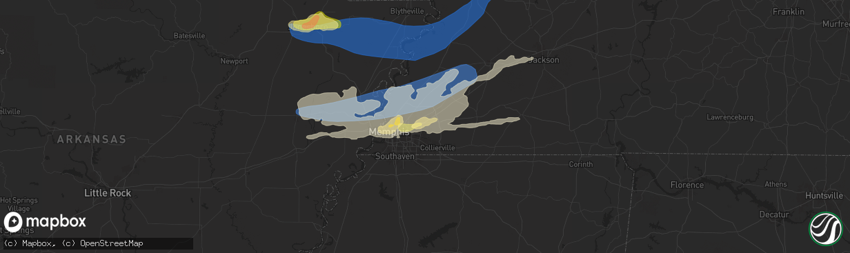 Hail map in Cordova, TN on May 22, 2024