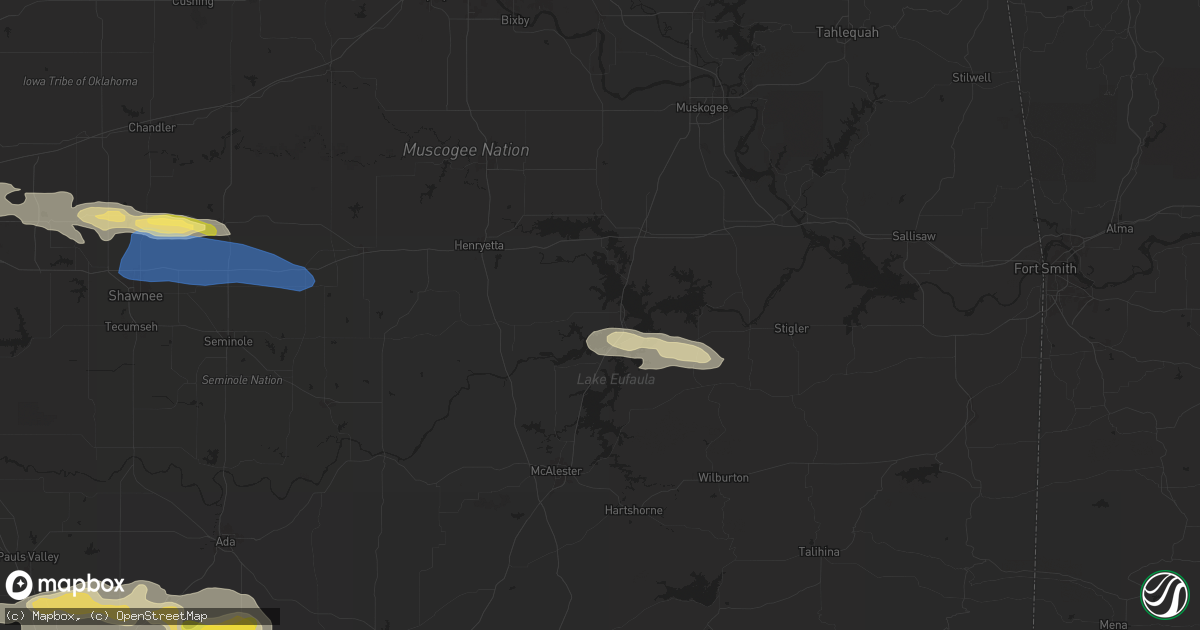 Hail map in Eufaula, OK on May 22, 2024