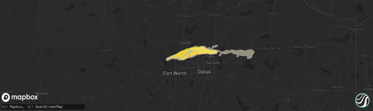 Hail map in Flower Mound, TX on May 22, 2024