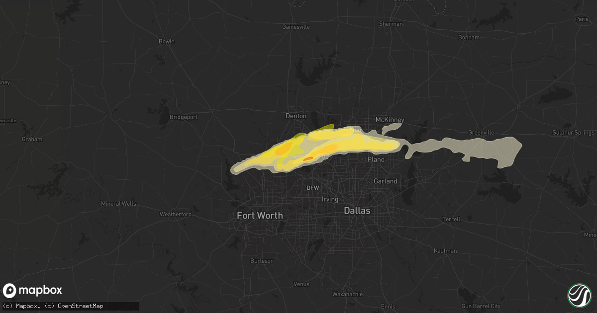 Hail map in Flower Mound, TX on May 22, 2024