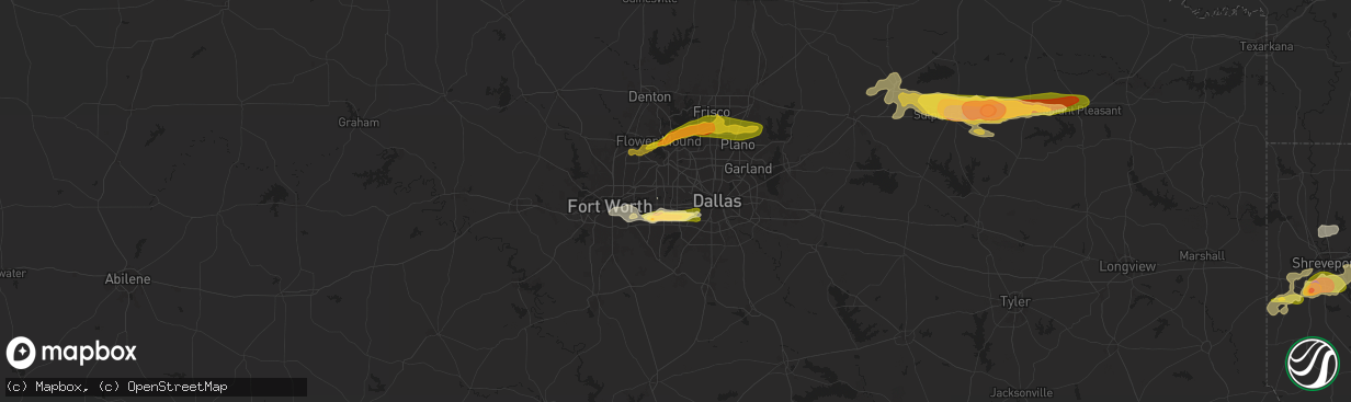 Hail map in Grand Prairie, TX on May 22, 2024