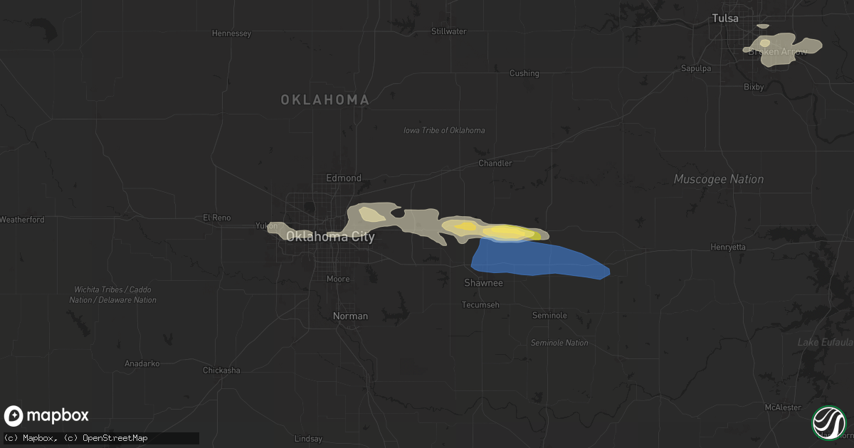 Hail map in Harrah, OK on May 22, 2024