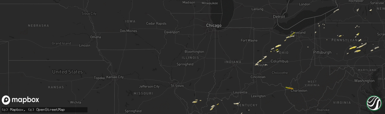 Hail map in Illinois on May 22, 2024