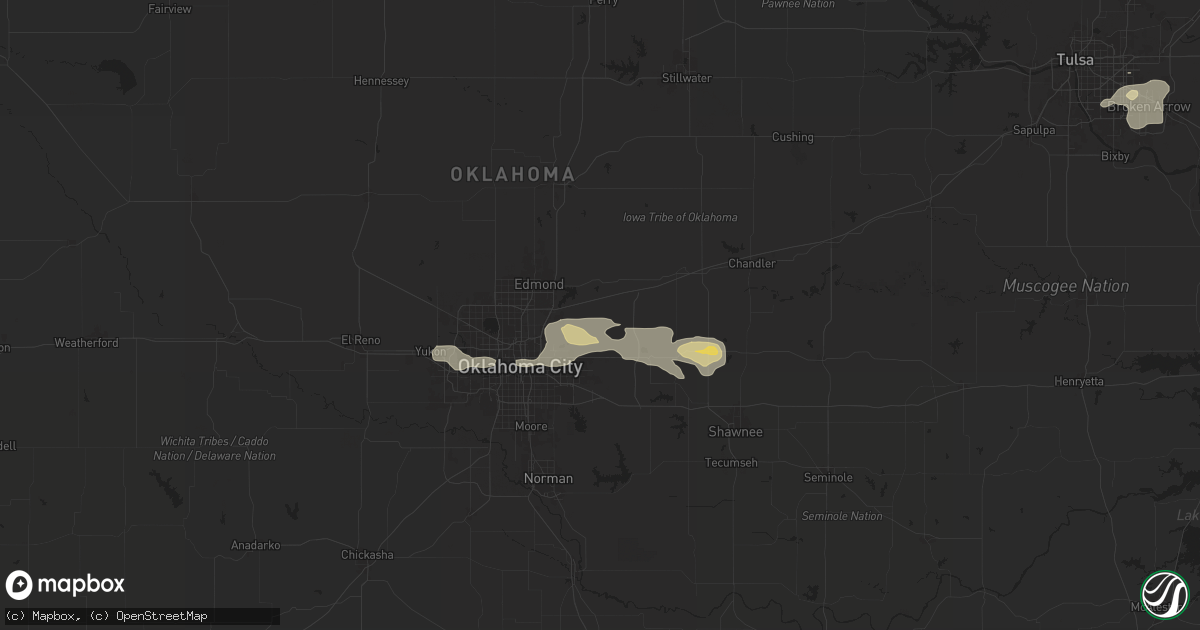 Hail map in Jones, OK on May 22, 2024