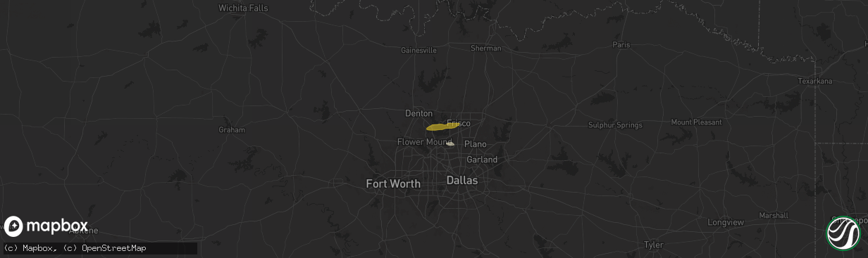 Hail map in Lake Dallas, TX on May 22, 2024