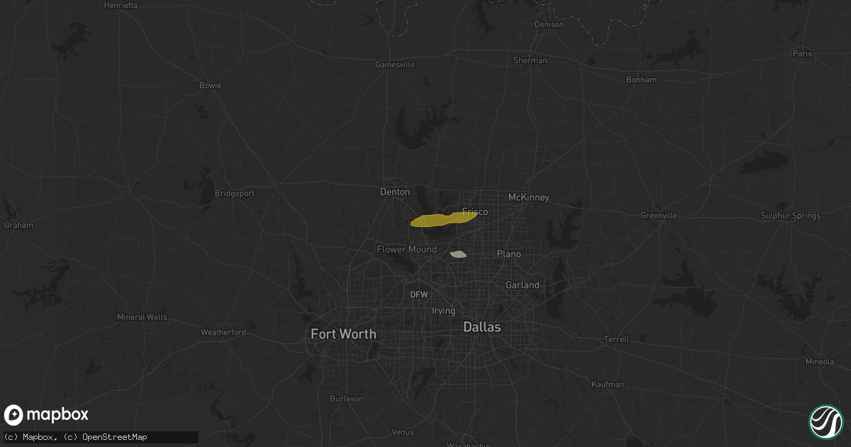 Hail map in Lake Dallas, TX on May 22, 2024