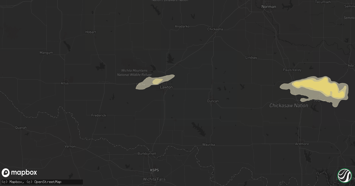 Hail map in Lawton, OK on May 22, 2024