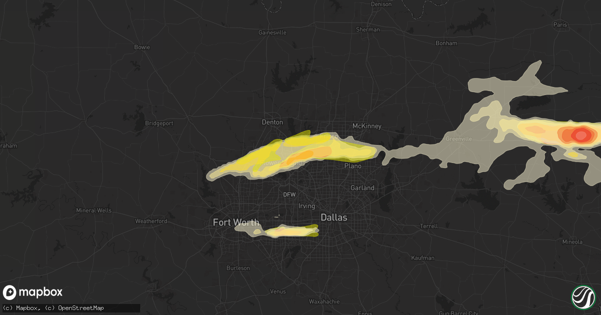 Hail map in Lewisville, TX on May 22, 2024