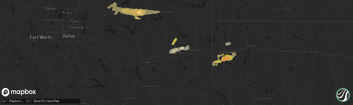 Hail map in Longview, TX on May 22, 2024