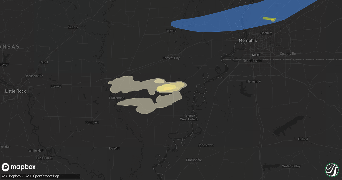 Hail map in Marianna, AR on May 22, 2024
