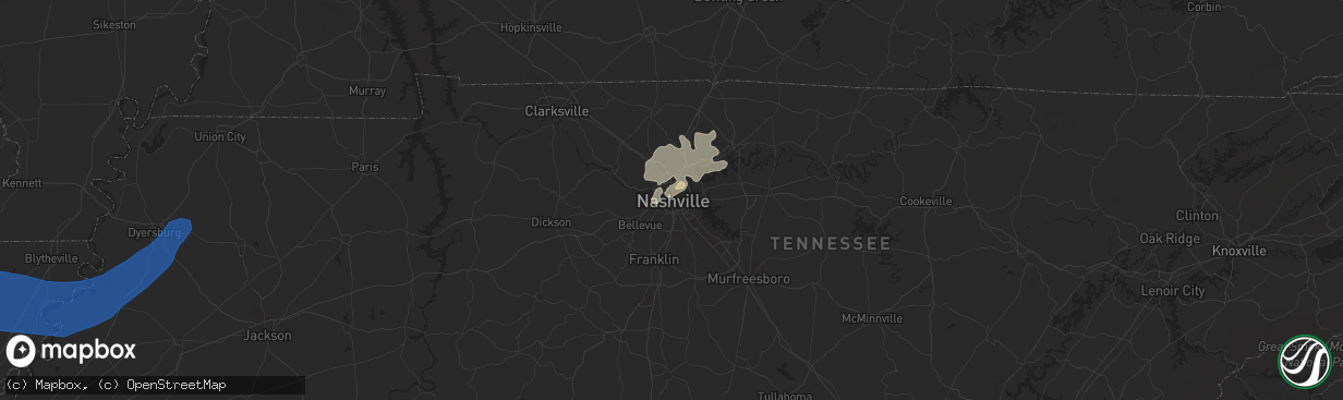 Hail map in Nashville, TN on May 22, 2024