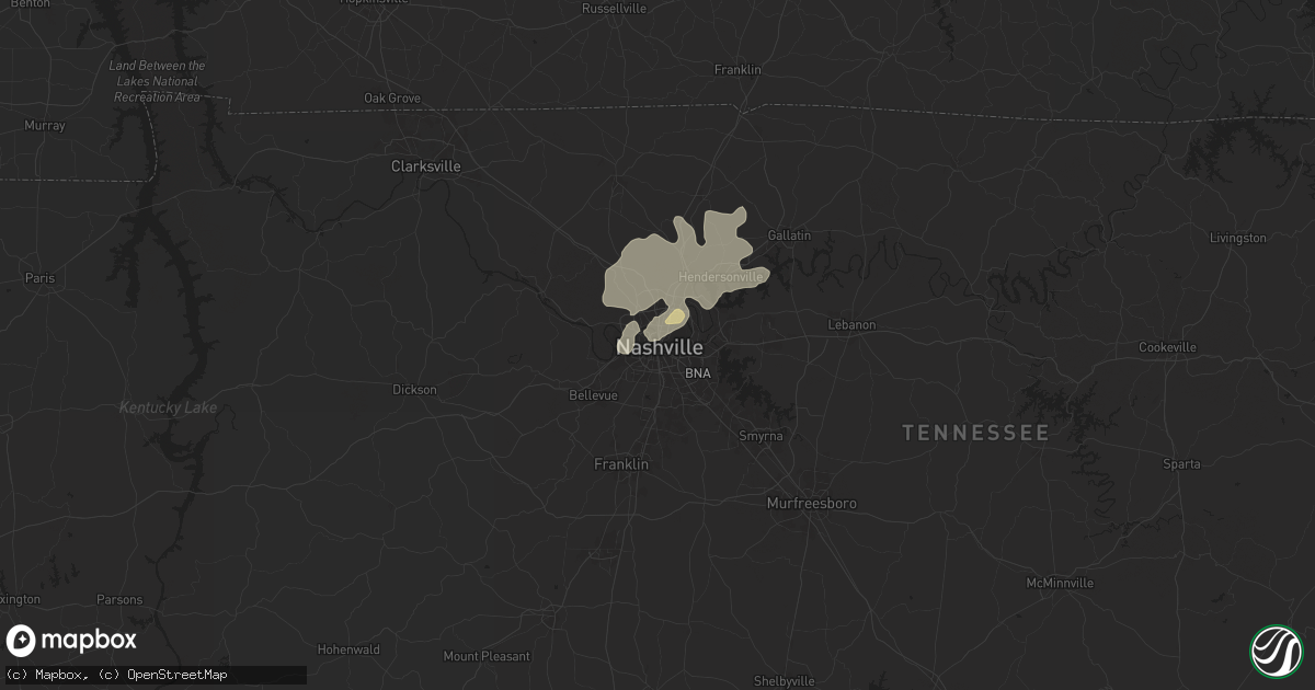 Hail map in Nashville, TN on May 22, 2024