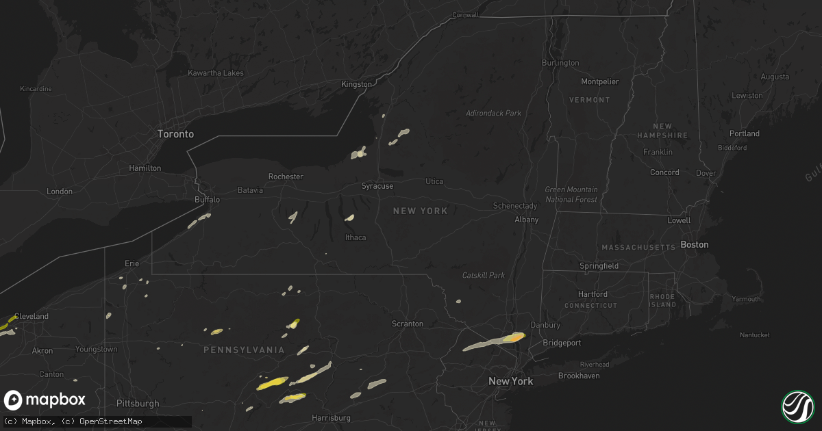 Hail map in New York on May 22, 2024