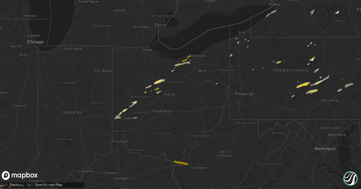 Hail map in Ohio on May 22, 2024