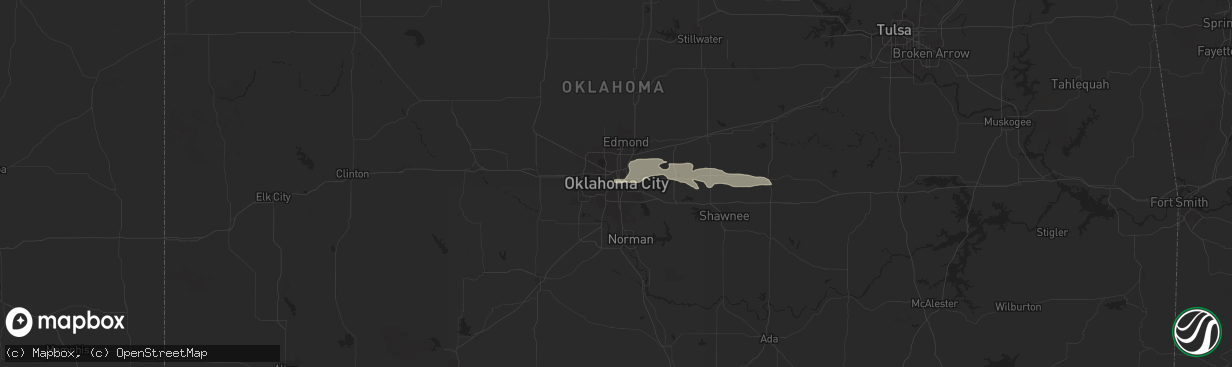 Hail map in Oklahoma City, OK on May 22, 2024