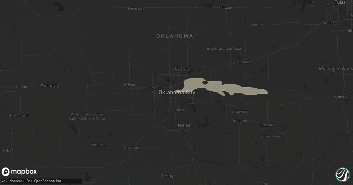 Hail map in Oklahoma City, OK on May 22, 2024