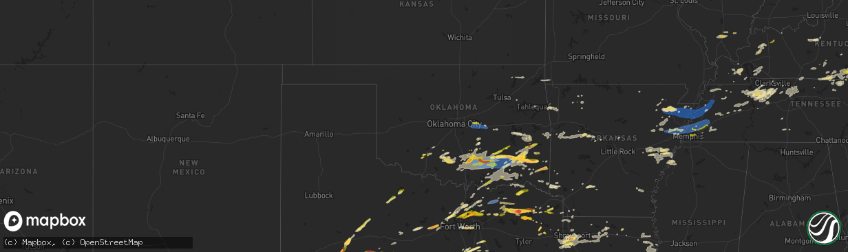 Hail map in Oklahoma on May 22, 2024