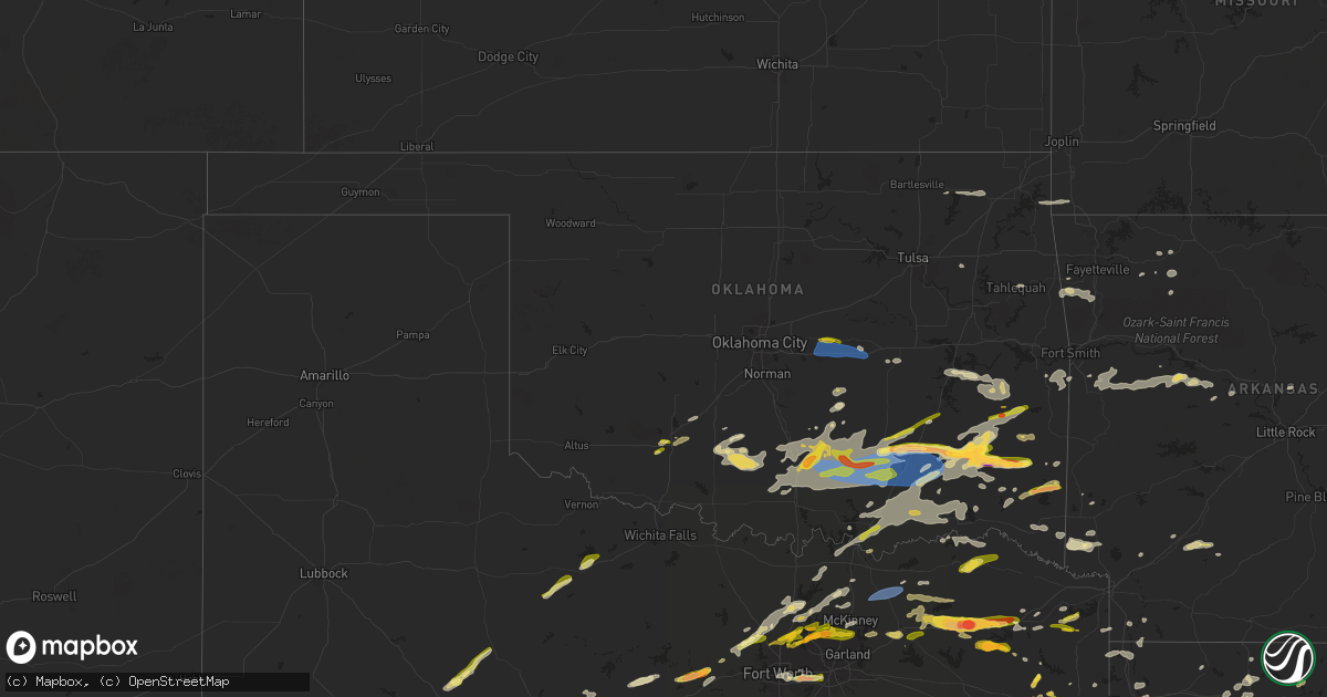 Hail map in Oklahoma on May 22, 2024