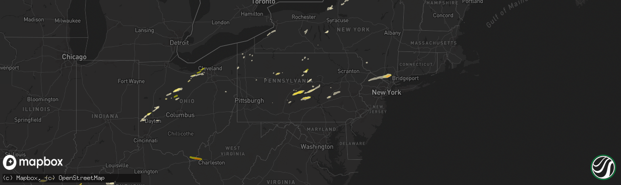 Hail map in Pennsylvania on May 22, 2024