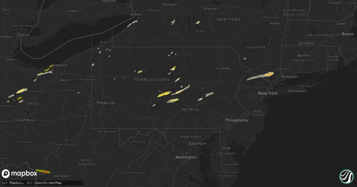 Hail map in Pennsylvania on May 22, 2024