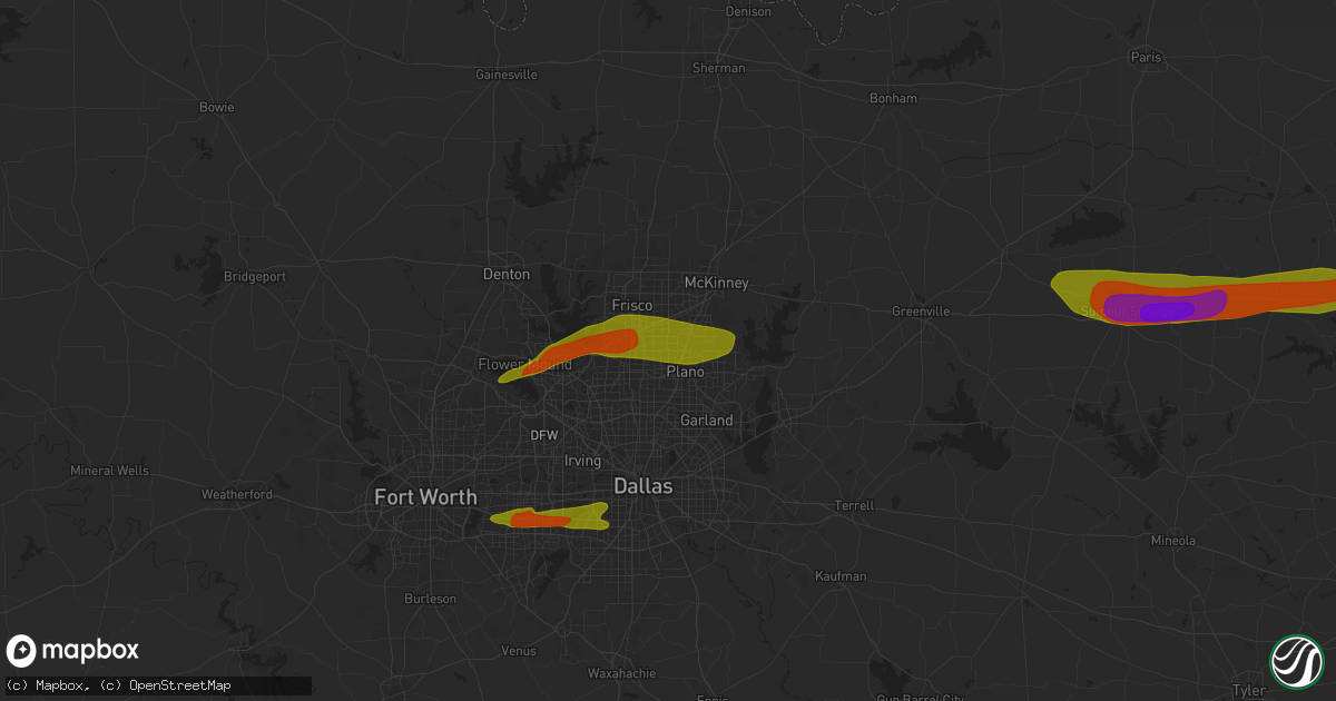 Hail map in Plano, TX on May 22, 2024