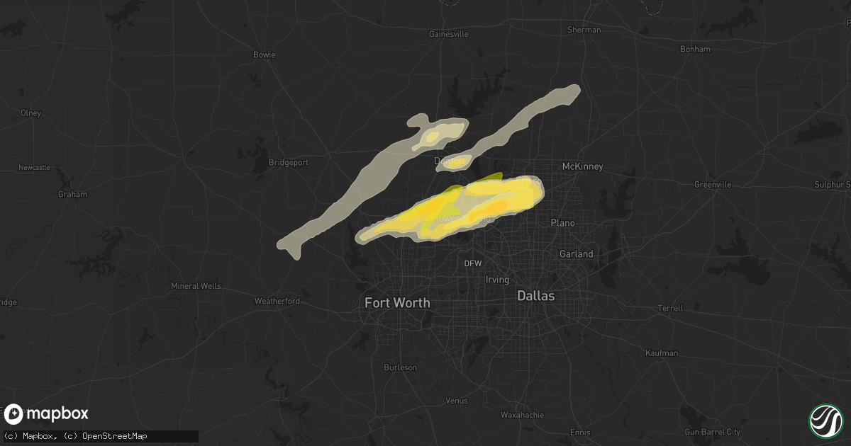 Hail map in Roanoke, TX on May 22, 2024