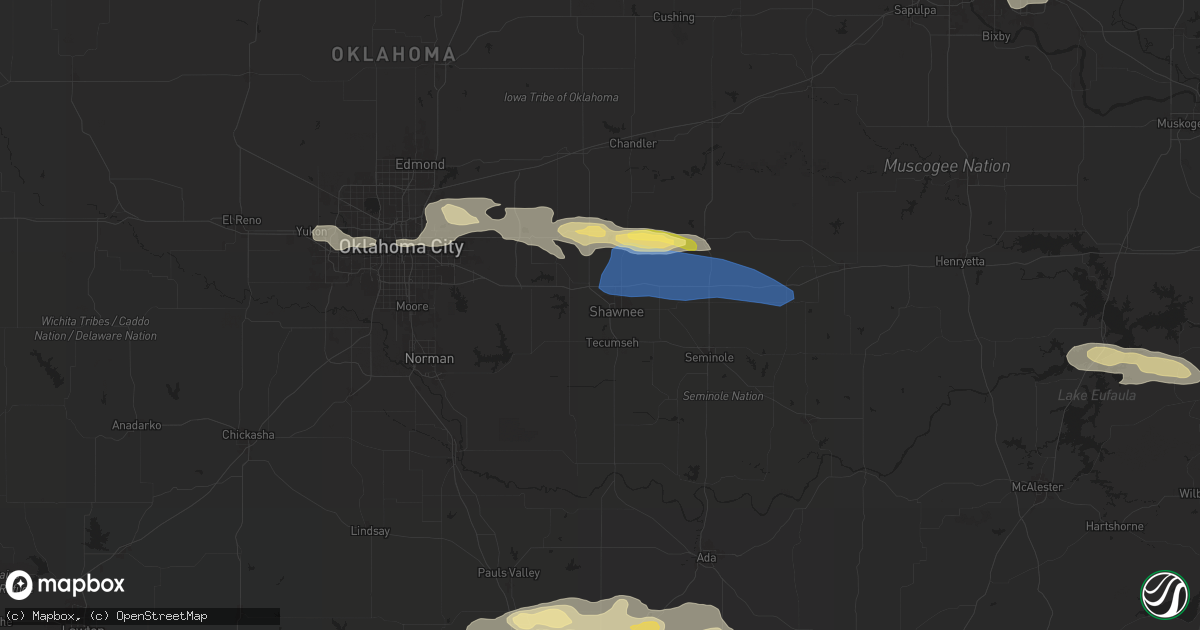 Hail map in Shawnee, OK on May 22, 2024