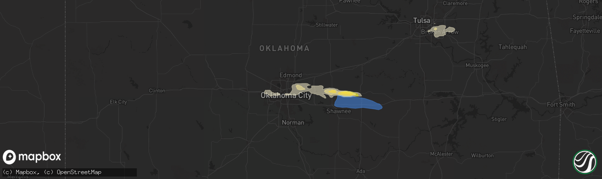 Hail map in Spencer, OK on May 22, 2024