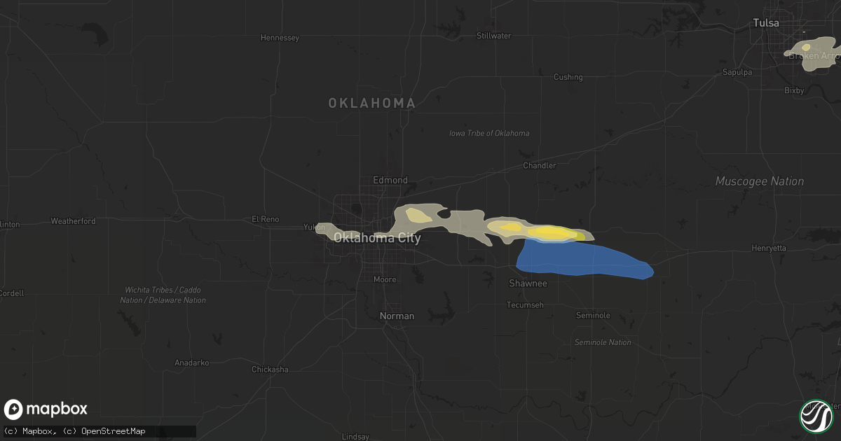 Hail map in Spencer, OK on May 22, 2024