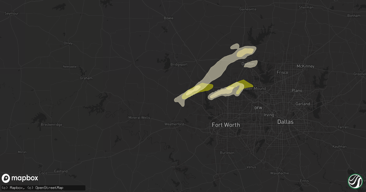 Hail map in Springtown, TX on May 22, 2024