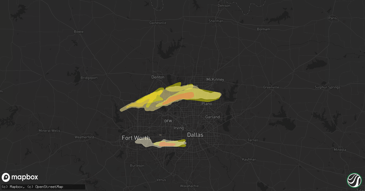 Hail map in The Colony, TX on May 22, 2024