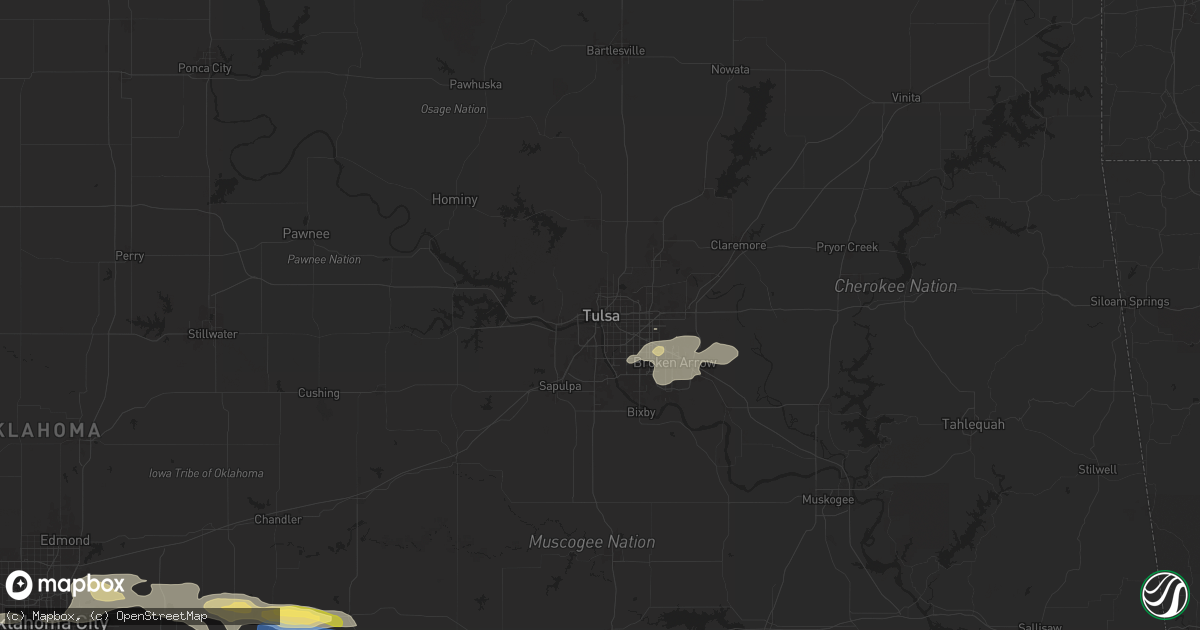 Hail map in Tulsa, OK on May 22, 2024