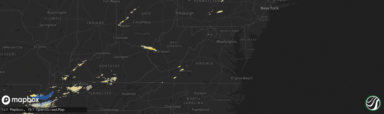 Hail map in Virginia on May 22, 2024