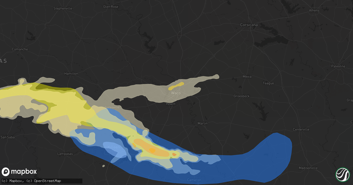 Hail map in Waco, TX on May 22, 2024