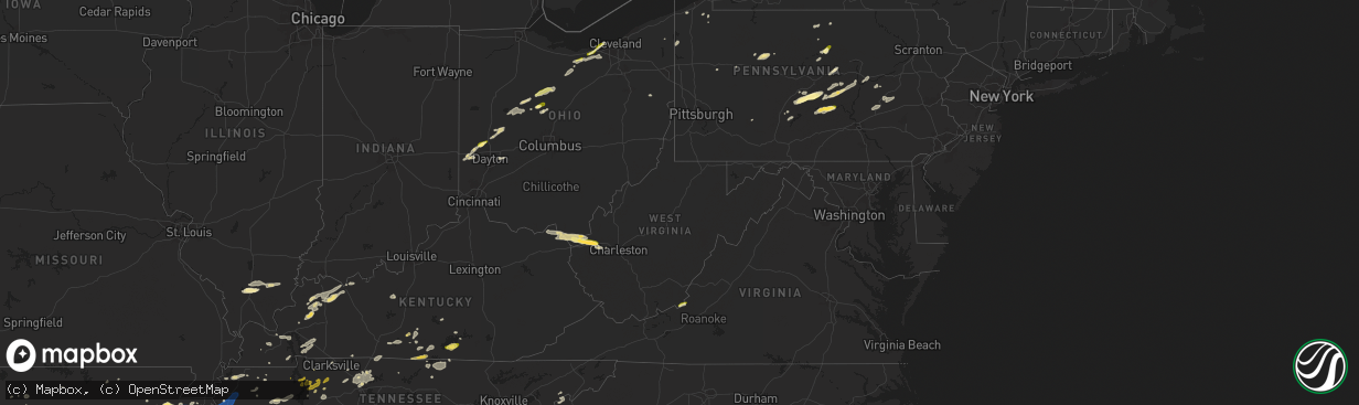 Hail map in West Virginia on May 22, 2024