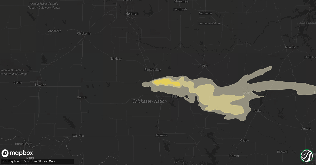 Hail map in Wynnewood, OK on May 22, 2024