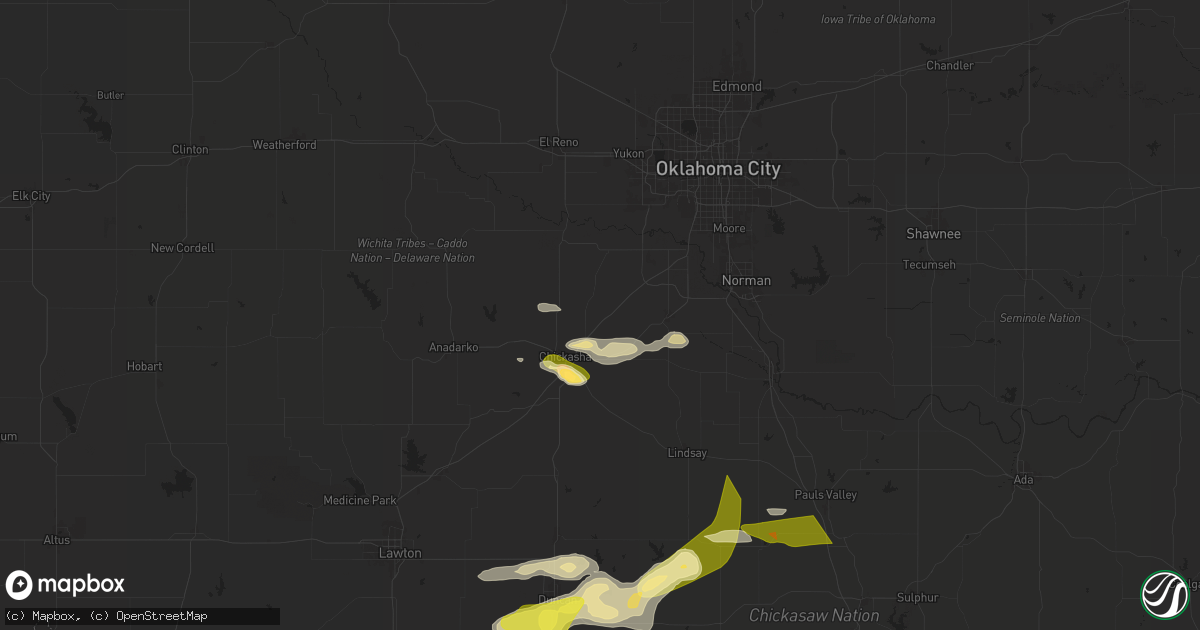 Hail map in Amber, OK on May 22, 2025