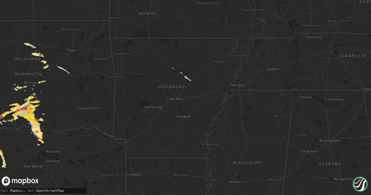 Hail map in Arkansas on May 22, 2025