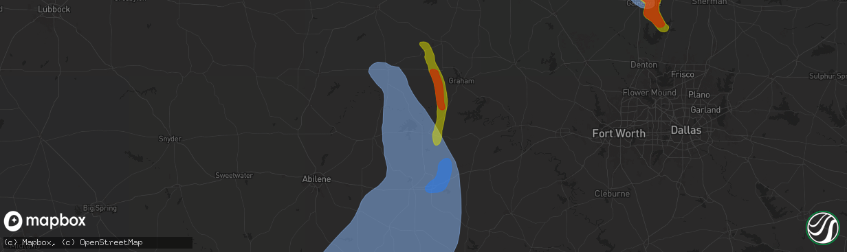 Hail map in Breckenridge, TX on May 22, 2025