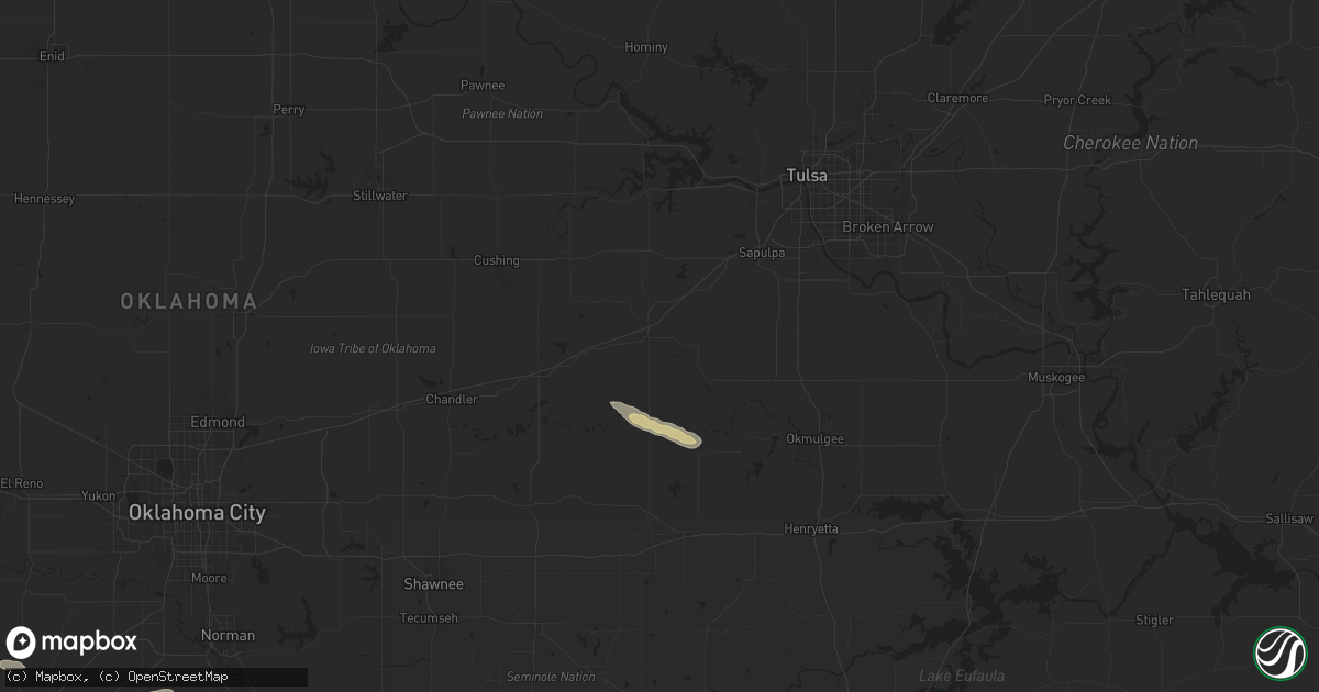 Hail map in Bristow, OK on May 22, 2025