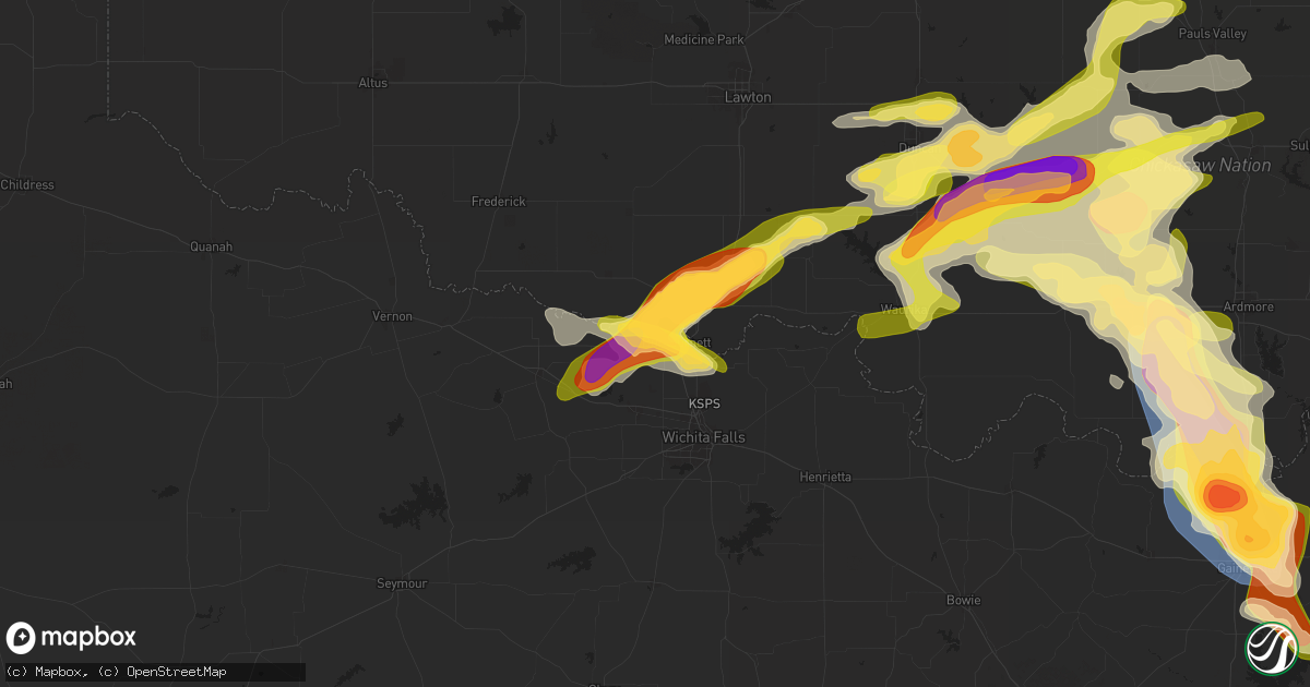 Hail map in Burkburnett, TX on May 22, 2025