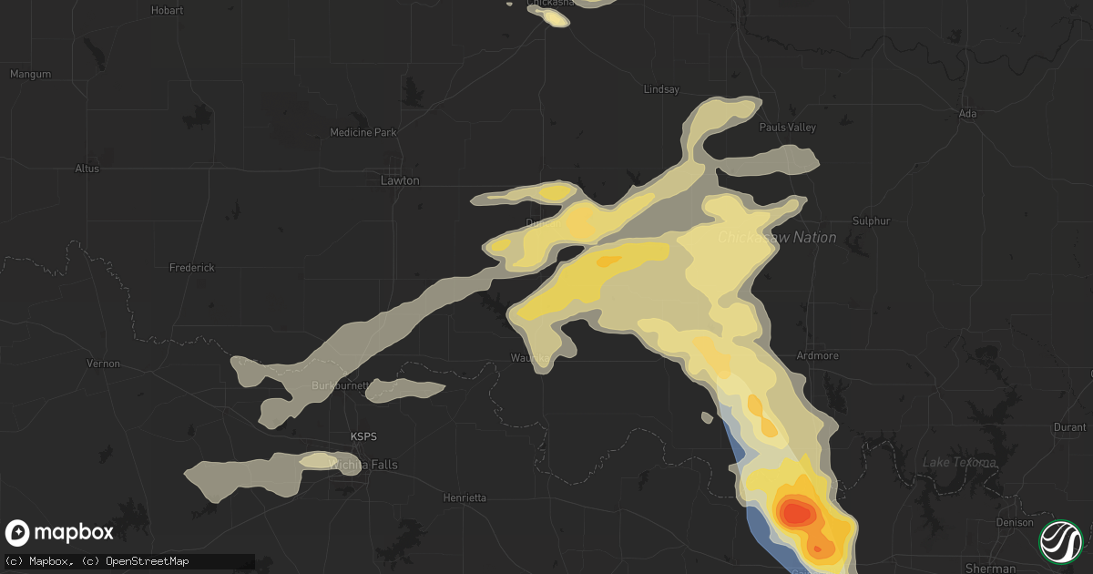 Hail map in Comanche, OK on May 22, 2025