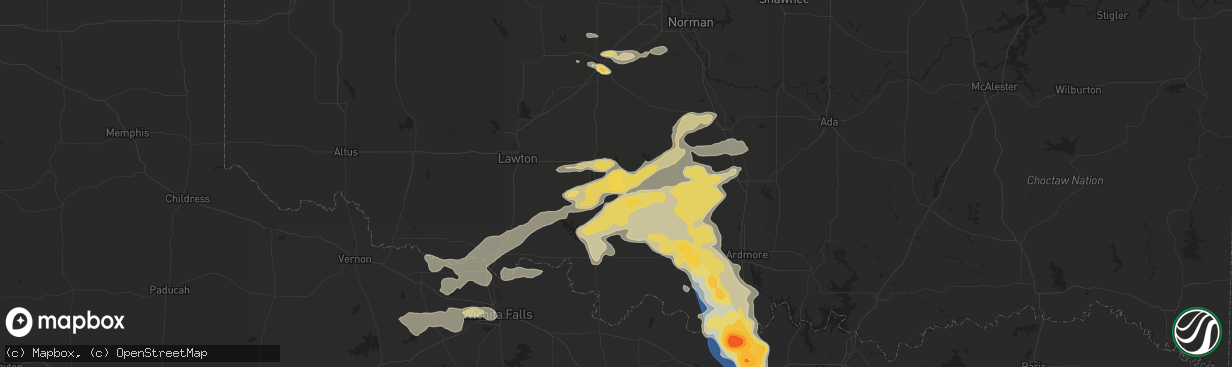 Hail map in Duncan, OK on May 22, 2025