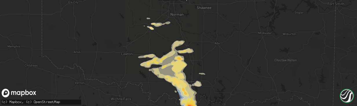 Hail map in Elmore City, OK on May 22, 2025