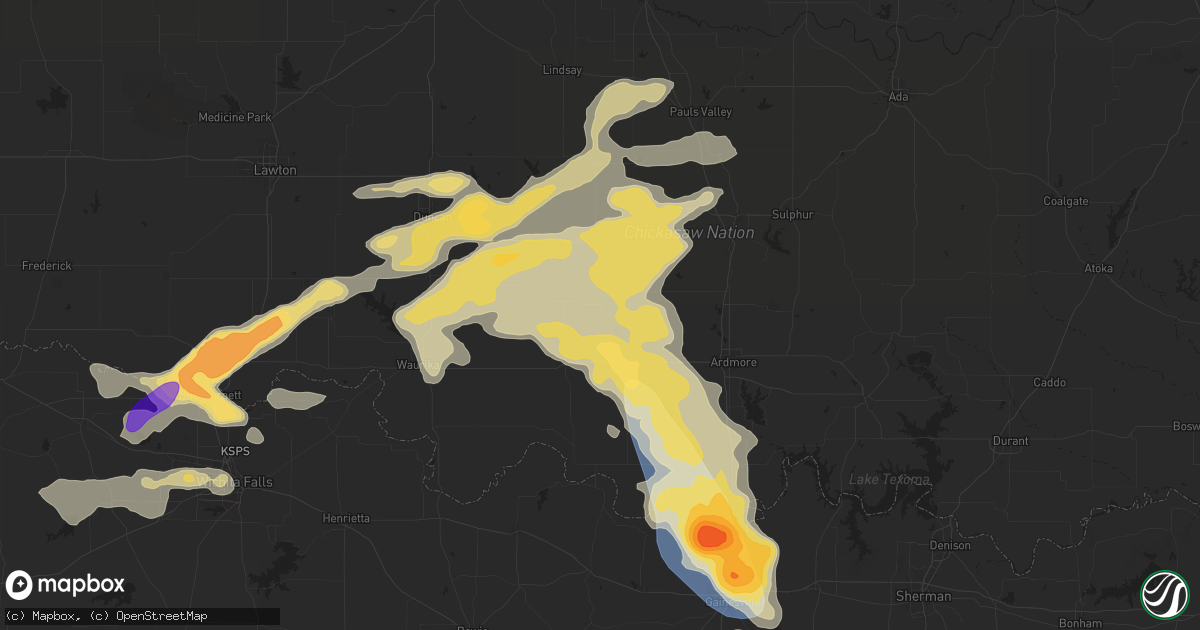 Hail map in Healdton, OK on May 22, 2025