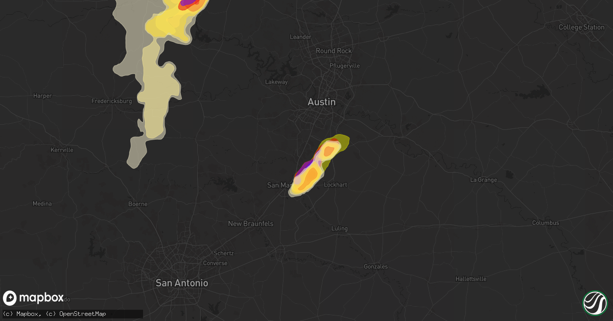 Hail map in Kyle, TX on May 22, 2025