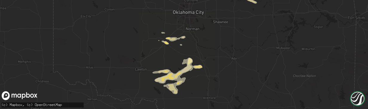 Hail map in Lindsay, OK on May 22, 2025